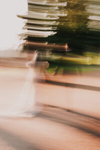 Wedding couple portrait with motion blur