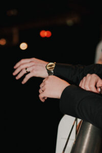 Close-up of bride and groom's wedding rings
