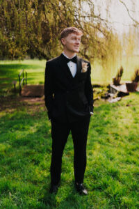 Portrait of groom getting ready