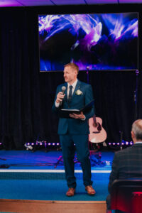 Officiant leading the ceremony at Jubilee Church Grantham