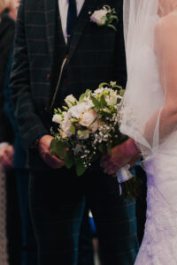 Close up of the bride's wedding bouquet