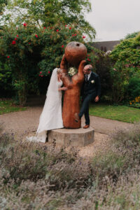Candid, unposed moment between bride and groom
