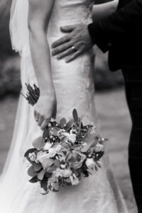 Bride's flowers during wedding portrait session