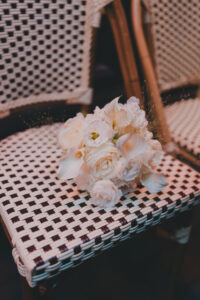 Close-up detail of the bride's bouquet at Cardiff Arcades