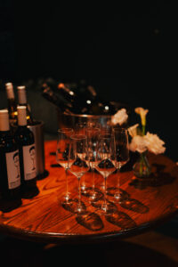 Close-up of the reception table decor