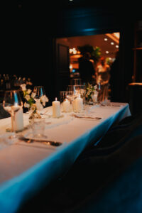 Wedding reception dinner tables at Coppa Club Cardiff