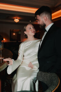 Direct flash portrait of bride and groom