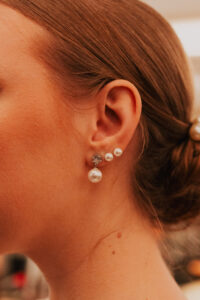 Close-up of brides earrings