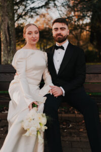 Structured pose of the bride and groom at Alexandra Gardens