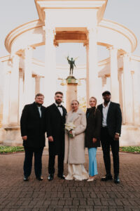Small group photo with close family at Alexandra Gardens, intimate micro wedding