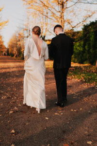 Candid moment between the bride and groom at Bute Park