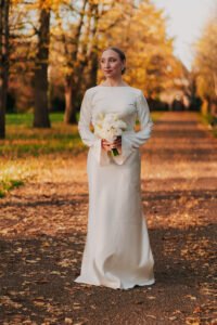 Solo portrait of the bride at Bute Park