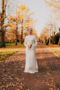 Portrait of bride in autumnal, Bute Park